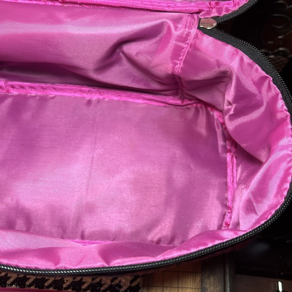 Caboodles Soft Fabric Makeup Hair Tools Case Pink Black Houndstooth w IPSY Bag - Picture 16 of 17